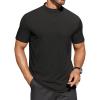 COOFANDY Mens Mock Turtleneck Shirts Short Sleeve Casual Basic T-Shirts Ribbed Solid Pullover Tops(Black)