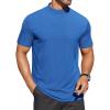 COOFANDY Mens Mock Turtleneck Shirts Short Sleeve Casual Basic T-Shirts Ribbed Solid Pullover Tops(Blue)