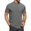 COOFANDY Mens Mock Turtleneck Shirts Short Sleeve Casual Basic T-Shirts Ribbed Solid Pullover Tops(Dark Grey)