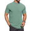 COOFANDY Mens Mock Turtleneck Shirts Short Sleeve Casual Basic T-Shirts Ribbed Solid Pullover Tops(Gray Green)