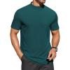 COOFANDY Mens Mock Turtleneck Shirts Short Sleeve Casual Basic T-Shirts Ribbed Solid Pullover Tops(Lake Green)