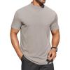 COOFANDY Mens Mock Turtleneck Shirts Short Sleeve Casual Basic T-Shirts Ribbed Solid Pullover Tops(Light Grey)