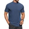 COOFANDY Mens Mock Turtleneck Shirts Short Sleeve Casual Basic T-Shirts Ribbed Solid Pullover Tops(Navy Blue)