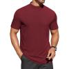 COOFANDY Mens Mock Turtleneck Shirts Short Sleeve Casual Basic T-Shirts Ribbed Solid Pullover Tops(Wine Red)