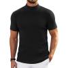 COOFANDY Mens Mock Turtleneck Sweater Short Sleeve Turtle Neck Sweaters Casual Ribbed Knited Pullover Tops Solid Basic Tee(A-black)