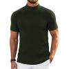 COOFANDY Mens Mock Turtleneck Sweater Short Sleeve Turtle Neck Sweaters Casual Ribbed Knited Pullover Tops Solid Basic Tee(Army Green)