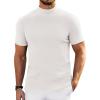 COOFANDY Mens Mock Turtleneck Sweater Short Sleeve Turtle Neck Sweaters Casual Ribbed Knited Pullover Tops Solid Basic Tee(A-white)