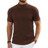 COOFANDY Mens Mock Turtleneck Sweater Short Sleeve Turtle Neck Sweaters Casual Ribbed Knited Pullover Tops Solid Basic Tee(Brown)