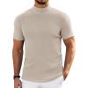 COOFANDY Mens Mock Turtleneck Sweater Short Sleeve Turtle Neck Sweaters Casual Ribbed Knited Pullover Tops Solid Basic Tee(Cream)