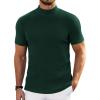 COOFANDY Mens Mock Turtleneck Sweater Short Sleeve Turtle Neck Sweaters Casual Ribbed Knited Pullover Tops Solid Basic Tee(Green)