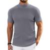 COOFANDY Mens Mock Turtleneck Sweater Short Sleeve Turtle Neck Sweaters Casual Ribbed Knited Pullover Tops Solid Basic Tee(Grey)