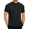 COOFANDY Men’s Mock Turtleneck T Shirt Short Sleeve Slim Fit Basic Casual Undershirt Solid Color Pullover Tee(A-black)
