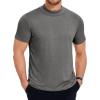 COOFANDY Men’s Mock Turtleneck T Shirt Short Sleeve Slim Fit Basic Casual Undershirt Solid Color Pullover Tee(A-dark Grey)