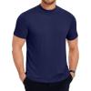 COOFANDY Men’s Mock Turtleneck T Shirt Short Sleeve Slim Fit Basic Casual Undershirt Solid Color Pullover Tee(A-navy Blue)