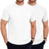 COOFANDY Men’s Mock Turtleneck T Shirt Short Sleeve Slim Fit Basic Casual Undershirt Solid Color Pullover Tee(B-2 Pack White)