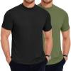COOFANDY Men’s Mock Turtleneck T Shirt Short Sleeve Slim Fit Basic Casual Undershirt Solid Color Pullover Tee(B-black/Army Green)