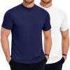 COOFANDY Men’s Mock Turtleneck T Shirt Short Sleeve Slim Fit Basic Casual Undershirt Solid Color Pullover Tee(B-white/Navy Blue)