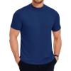COOFANDY Men’s Mock Turtleneck T Shirt Short Sleeve Slim Fit Basic Casual Undershirt Solid Color Pullover Tee(Dark Blue)