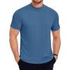 COOFANDY Men’s Mock Turtleneck T Shirt Short Sleeve Slim Fit Basic Casual Undershirt Solid Color Pullover Tee(Denim Blue)