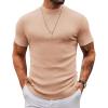 COOFANDY Men’s Mock Turtleneck T Shirt Short Sleeve Slim Fit Basic Casual Undershirt Solid Color Pullover Tee(Light Khaki)
