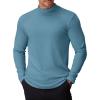 COOFANDY Mens Mock Turtleneck T-Shirts Long Sleeve Solid Color Tees Shirts Basic Casual Slim Fit Pullover T Shirts(Blue)