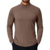 COOFANDY Mens Mock Turtleneck T-Shirts Long Sleeve Solid Color Tees Shirts Basic Casual Slim Fit Pullover T Shirts(Brown)