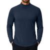 COOFANDY Mens Mock Turtleneck T-Shirts Long Sleeve Solid Color Tees Shirts Basic Casual Slim Fit Pullover T Shirts(Dark Blue)