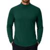 COOFANDY Mens Mock Turtleneck T-Shirts Long Sleeve Solid Color Tees Shirts Basic Casual Slim Fit Pullover T Shirts(Dark Green)