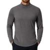 COOFANDY Mens Mock Turtleneck T-Shirts Long Sleeve Solid Color Tees Shirts Basic Casual Slim Fit Pullover T Shirts(Dark Grey)