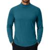 COOFANDY Mens Mock Turtleneck T-Shirts Long Sleeve Solid Color Tees Shirts Basic Casual Slim Fit Pullover T Shirts(Deep Blue)