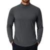 COOFANDY Mens Mock Turtleneck T-Shirts Long Sleeve Solid Color Tees Shirts Basic Casual Slim Fit Pullover T Shirts(Deep Grey)