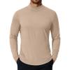 COOFANDY Mens Mock Turtleneck T-Shirts Long Sleeve Solid Color Tees Shirts Basic Casual Slim Fit Pullover T Shirts(Khaki)
