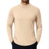 COOFANDY Mens Mock Turtleneck T-Shirts Long Sleeve Solid Color Tees Shirts Basic Casual Slim Fit Pullover T Shirts(Light Khaki)