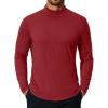 COOFANDY Mens Mock Turtleneck T-Shirts Long Sleeve Solid Color Tees Shirts Basic Casual Slim Fit Pullover T Shirts(Red)