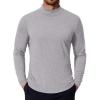 COOFANDY Mens Mock Turtleneck T-Shirts Long Sleeve Solid Color Tees Shirts Basic Casual Slim Fit Pullover T Shirts(White Heather Grey)