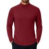 COOFANDY Mens Mock Turtleneck T-Shirts Long Sleeve Solid Color Tees Shirts Basic Casual Slim Fit Pullover T Shirts(Wine Red)