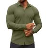 COOFANDY Men’s Muscle Fit Dress Shirts Wrinkle-Free Long Sleeve Casual Button Down Shirts(Army Green)