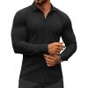 COOFANDY Men’s Muscle Fit Dress Shirts Wrinkle-Free Long Sleeve Casual Button Down Shirts(Black)