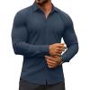 COOFANDY Men’s Muscle Fit Dress Shirts Wrinkle-Free Long Sleeve Casual Button Down Shirts(Dark Blue)