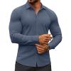 COOFANDY Men’s Muscle Fit Dress Shirts Wrinkle-Free Long Sleeve Casual Button Down Shirts(Denim Blue)