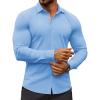 COOFANDY Men’s Muscle Fit Dress Shirts Wrinkle-Free Long Sleeve Casual Button Down Shirts(Light Blue)