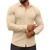 COOFANDY Men’s Muscle Fit Dress Shirts Wrinkle-Free Long Sleeve Casual Button Down Shirts(Light Khaki)