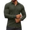 COOFANDY Men’s Muscle Fit Dress Shirts Wrinkle-Free Long Sleeve Casual Button Down Shirts(Olive Green)