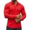 COOFANDY Men’s Muscle Fit Dress Shirts Wrinkle-Free Long Sleeve Casual Button Down Shirts(Red)