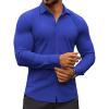 COOFANDY Men’s Muscle Fit Dress Shirts Wrinkle-Free Long Sleeve Casual Button Down Shirts(Royal Blue)