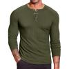 COOFANDY Men’s Muscle Slim Fit T-Shirt Long Sleeve Henley Shirts Casual Gym Workout Athletic Tee Shirts(Army Green)