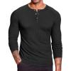COOFANDY Men’s Muscle Slim Fit T-Shirt Long Sleeve Henley Shirts Casual Gym Workout Athletic Tee Shirts(Black)