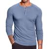 COOFANDY Men’s Muscle Slim Fit T-Shirt Long Sleeve Henley Shirts Casual Gym Workout Athletic Tee Shirts(Blue)