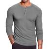 COOFANDY Men’s Muscle Slim Fit T-Shirt Long Sleeve Henley Shirts Casual Gym Workout Athletic Tee Shirts(Grey)