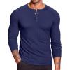 COOFANDY Men’s Muscle Slim Fit T-Shirt Long Sleeve Henley Shirts Casual Gym Workout Athletic Tee Shirts(Navy Blue)